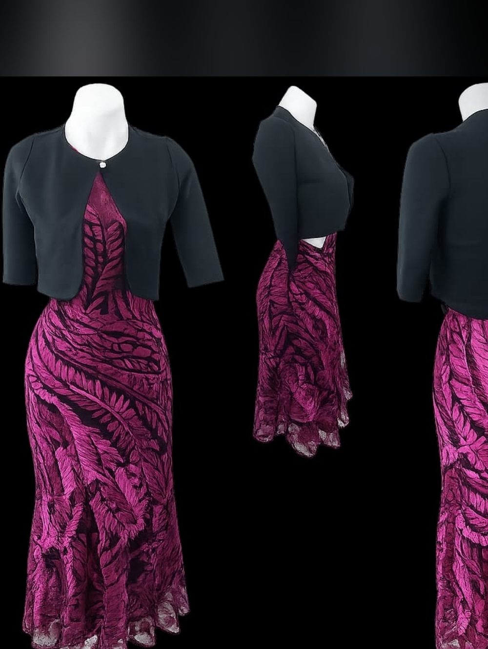 Sam Edelman Magenta and Berry Leaf-Print Sheath Dress